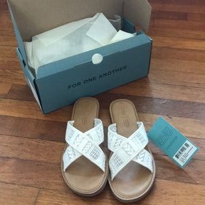 Toms Viv sandals, ivory embroidered mesh